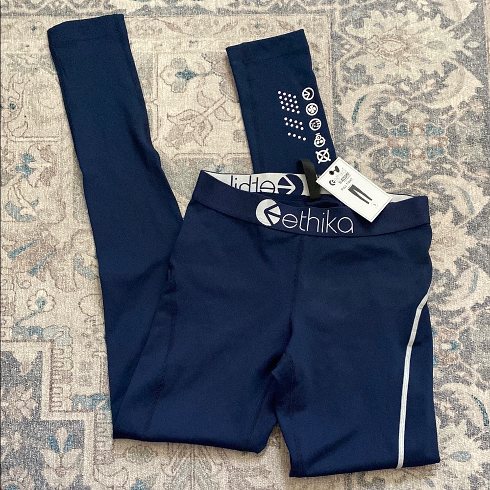 ETHIKA Subzero Performance Full Tight Leggings Navy NWT